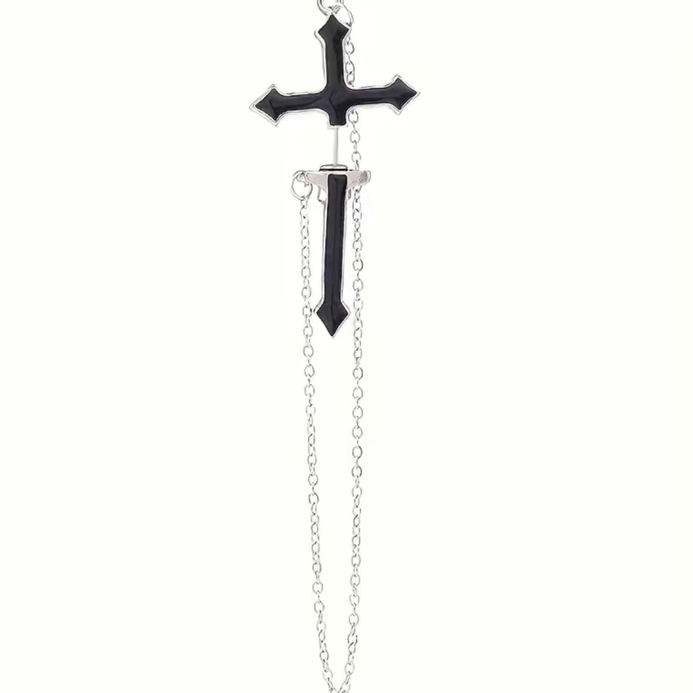 Cross Chain Earring Gothic Punk New - Picture 5 of 5